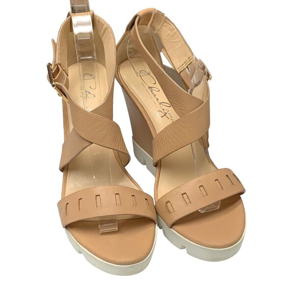 CHARLY AMAR Brew Leather Strappy Platform Wedge Sandals - Picture 8 of 11